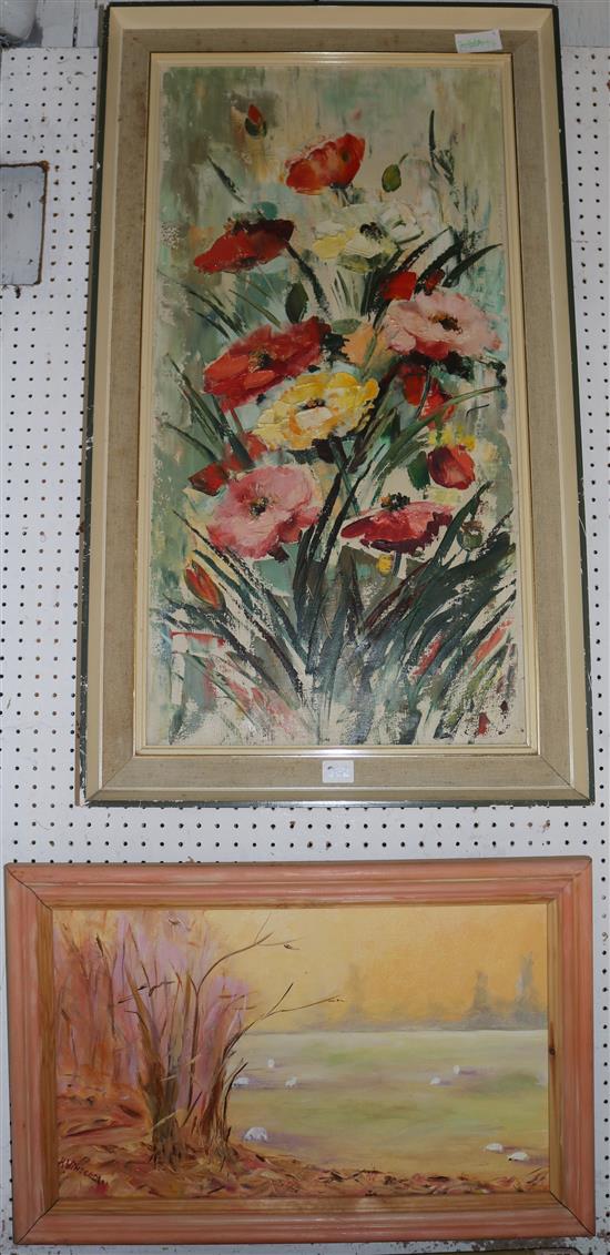 Oil painting of poppies and another oil